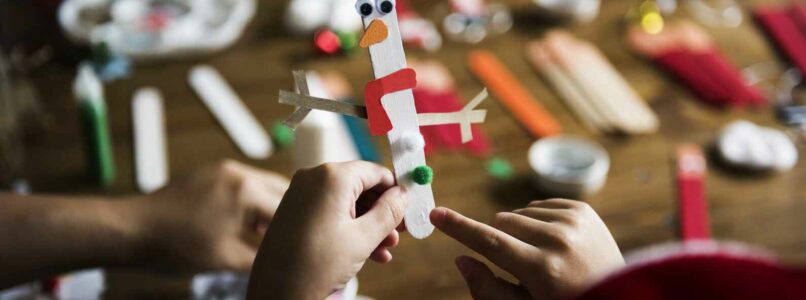 Holiday Craft project with popsicle snow man