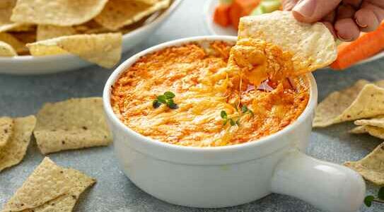 bowl with cheese dip